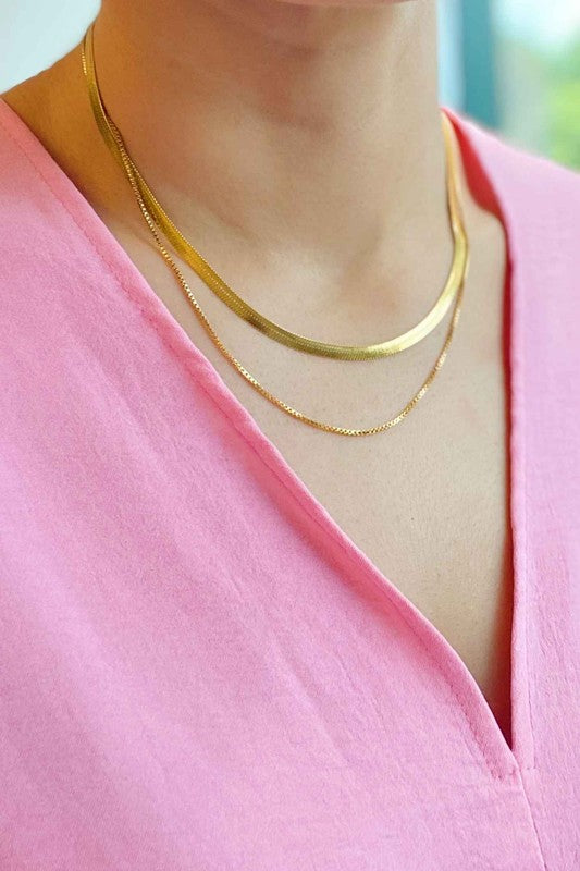 Layered Herringbone Chain Necklace