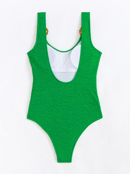 Scoop Neck Wide Strap One-Piece Swimwear