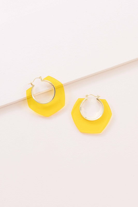 Angled Clear Hoop Earrings