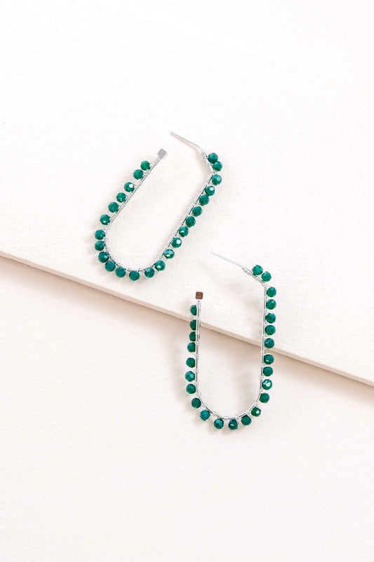 Beaded Racetrack Hoop Earrings