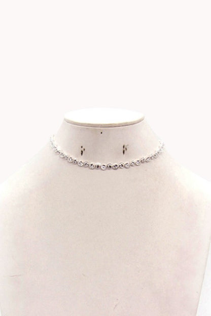 ANGELIC ROUND CUT RHINESTONE CHOKER NECKLACE