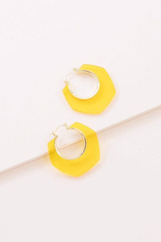 Angled Clear Hoop Earrings