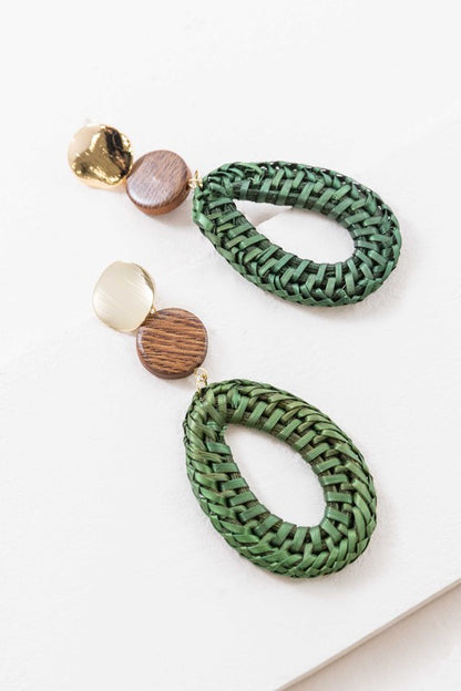 Oval Wicker Drop Earrings