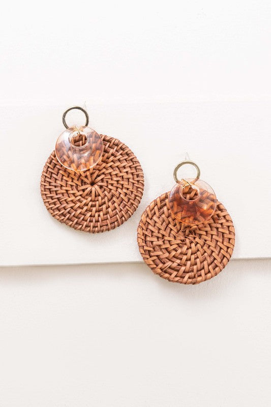 Wicker and Hoop Drop Earrings