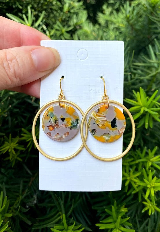 Mango Acrylic Circle Chandelier Earring