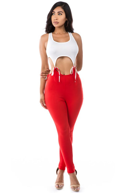 SEXY COLOR BLOCK JUMPSUIT