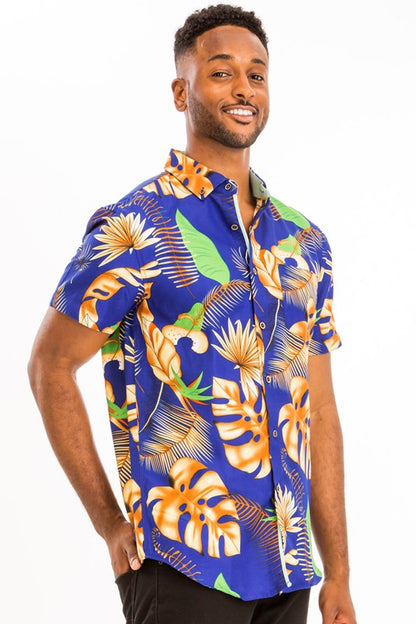 Print Hawaiian Button Down Shirt