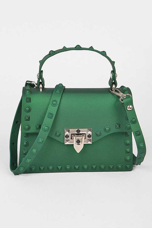 Tonal Studded Top Handle Swing Bag