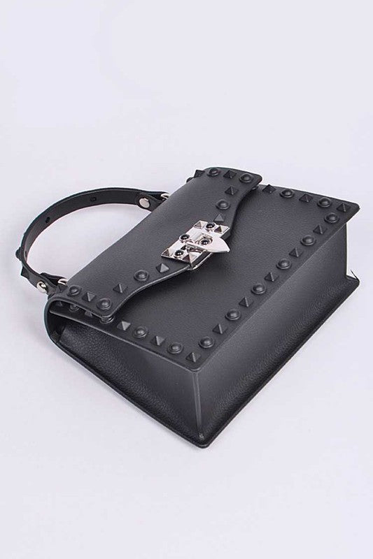 Tonal Studded Top Handle Swing Bag