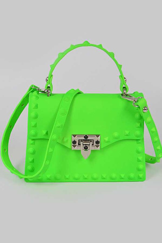 Tonal Studded Top Handle Swing Bag