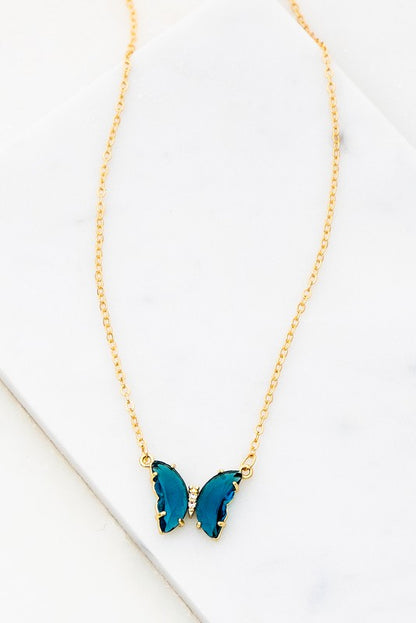 Gemstone Butterfly Pedant Necklace