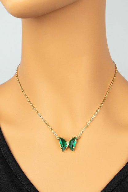 Gemstone Butterfly Pedant Necklace