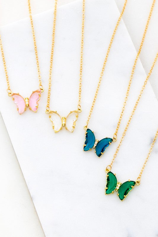 Gemstone Butterfly Pedant Necklace