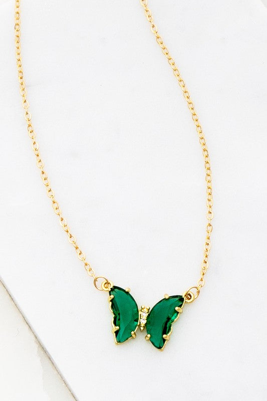 Gemstone Butterfly Pedant Necklace
