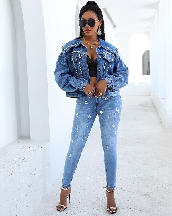 Pearls Denim Jacket