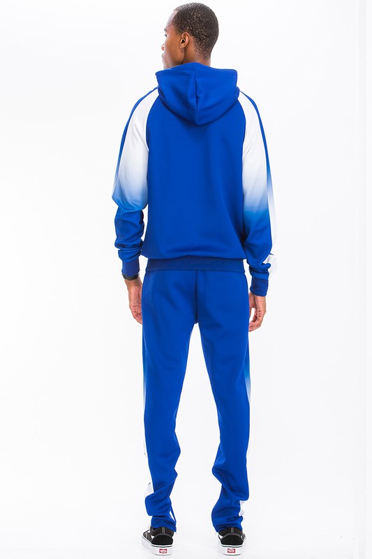 White Blue Full Zip Ombre Track Suit