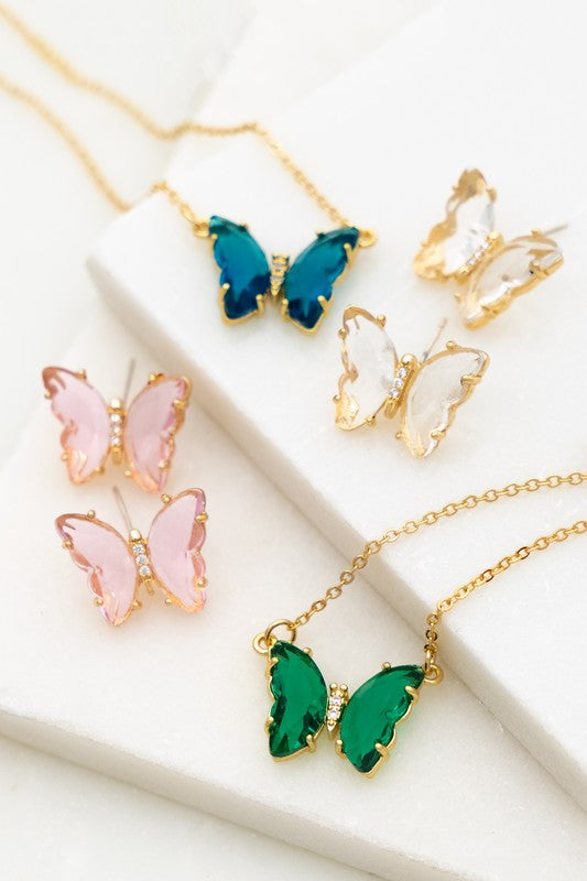 Gemstone Butterfly Pedant Necklace