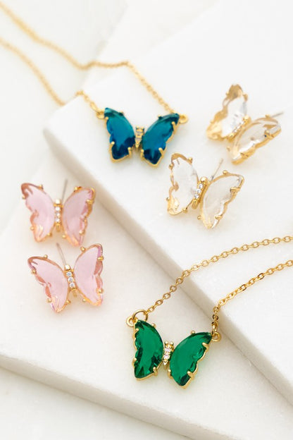 Gemstone Butterfly Pedant Necklace