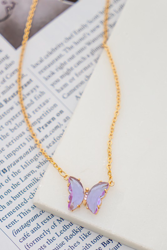 Gemstone Butterfly Pedant Necklace