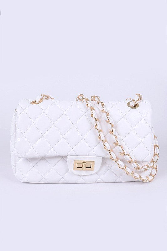 Quilted Turn Lock Convertible Shoulder Bag