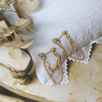 DOUBLE CHAIN EARRING