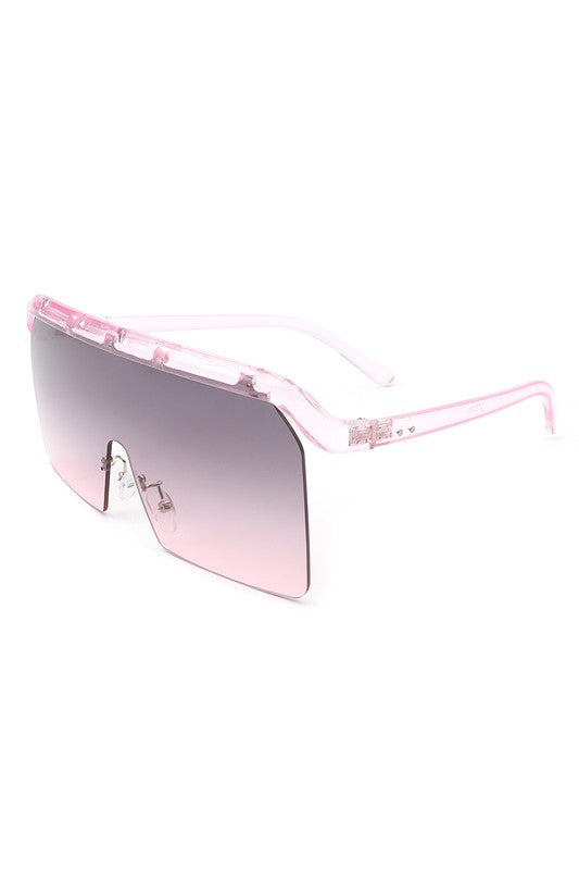 Square Oversize Rimless Flat Top Sunglasses