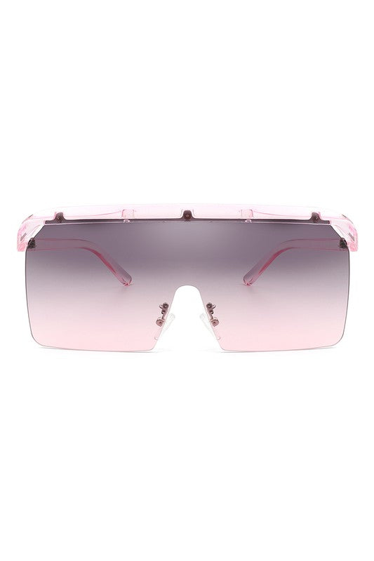 Square Oversize Rimless Flat Top Sunglasses