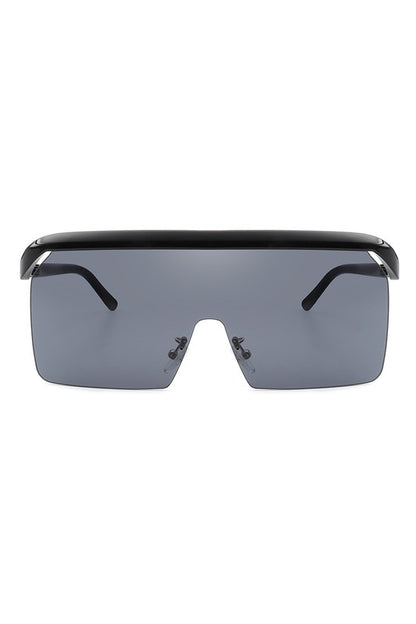 Square Oversize Rimless Flat Top Sunglasses