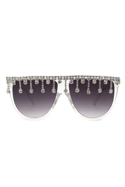 Round Oversize Rhinestone Fashion Sunglasses