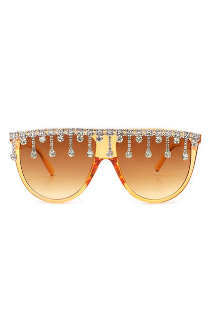 Round Oversize Rhinestone Fashion Sunglasses