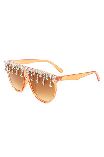 Round Oversize Rhinestone Fashion Sunglasses