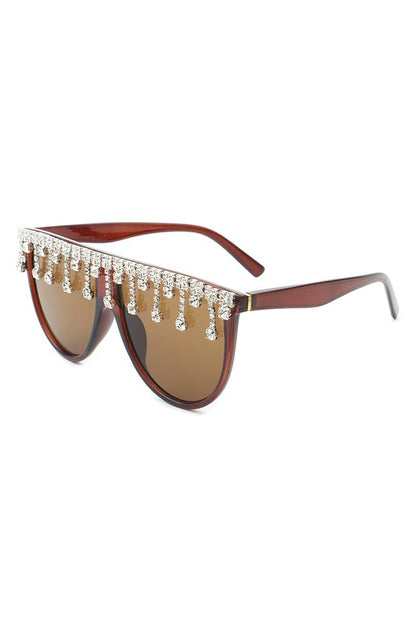 Round Oversize Rhinestone Fashion Sunglasses