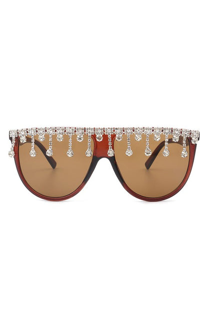 Round Oversize Rhinestone Fashion Sunglasses