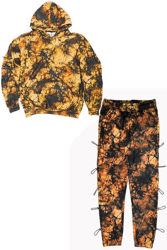 Tye Dye Sleeve Toogle Hoodie and Sweat Set