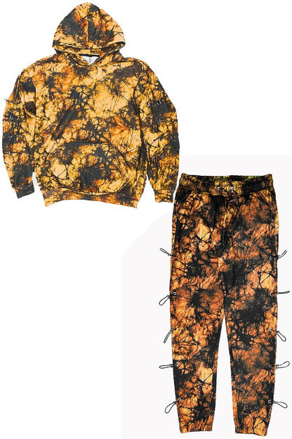 Tye Dye Sleeve Toogle Hoodie and Sweat Set