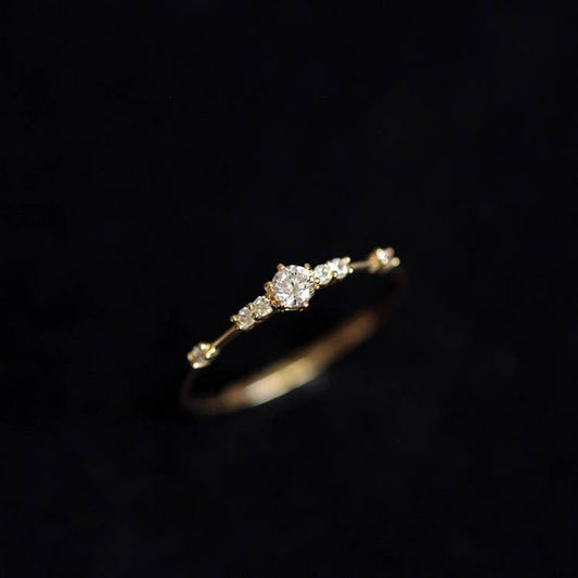 14K Gold  Sparkly Zircon Wedding Ring