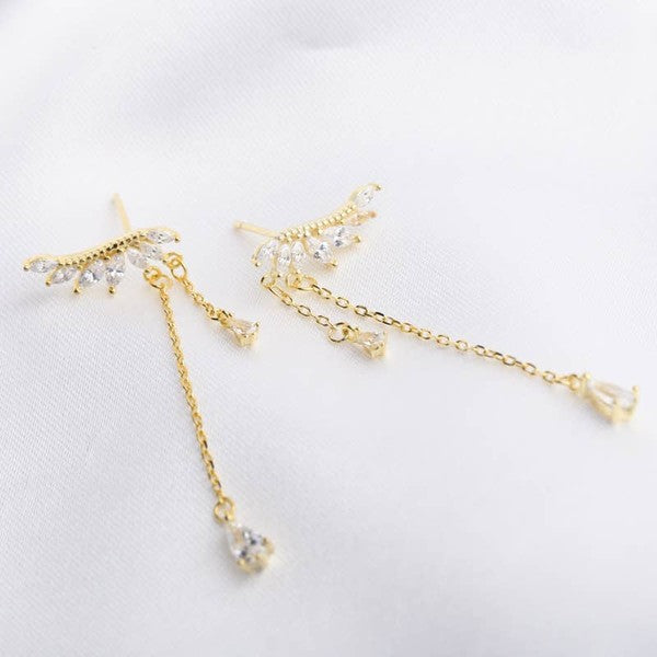 14K Gold Angle Sparkly Zircon Earring