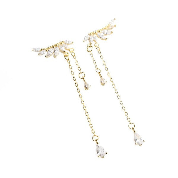 14K Gold Angle Sparkly Zircon Earring