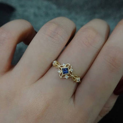 14K Gold Blue Zircon Ring