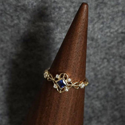 14K Gold Blue Zircon Ring