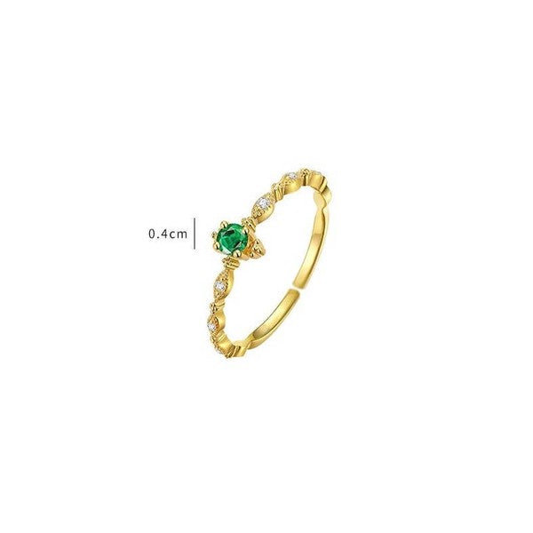 14K Gold Emerald Stackable Open Ring