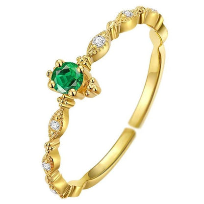 14K Gold Emerald Stackable Open Ring