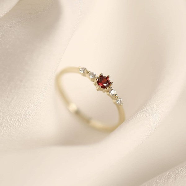 14K Gold Garnet Stackable Ring