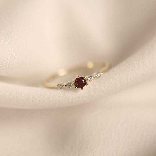 14K Gold Garnet Stackable Ring