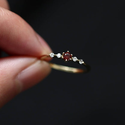 14K Gold Garnet Stackable Ring