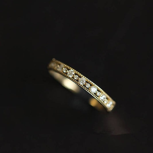 14K Gold Zircon Stacked Ring