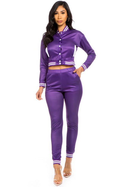 Satin Style Two Piece Pant Set