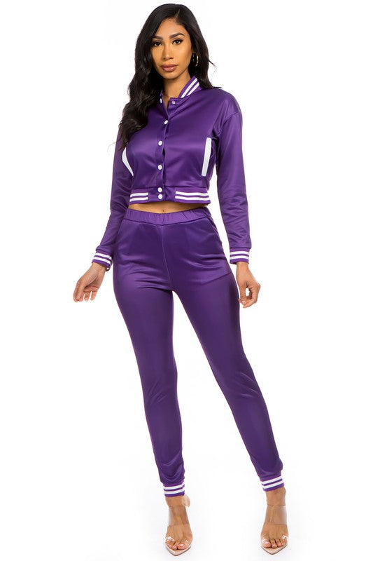 Satin Style Two Piece Pant Set