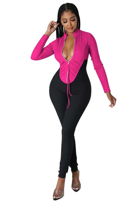 Color Bodycon Jumpsuit