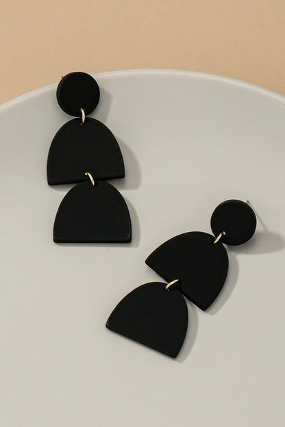 Three linear geo shape drop earrings